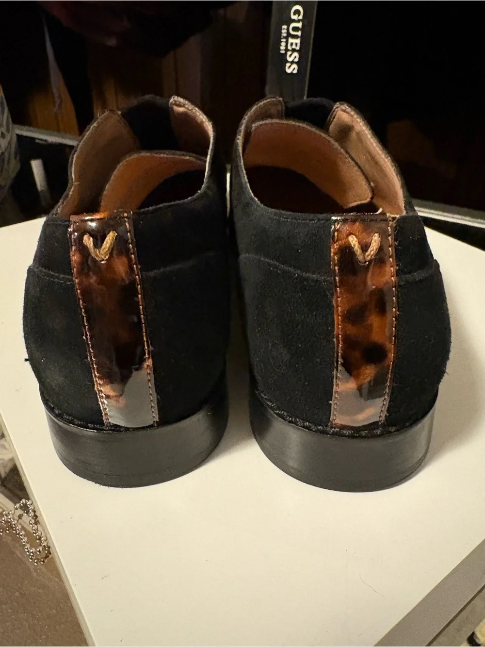 Black Suede  Vionic  Women’s Loafers with Tortoiseshell Cap Toe size 7